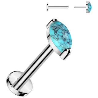Piercing labret Titane � pierre de Turquoise ovale (push-in)