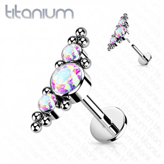 Piercing labret titane push-in � aile de pierres perl�e - Aurore Bor�ale