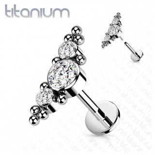 Piercing labret titane push-in � aile de pierres perl�e - clair