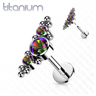 Piercing labret titane push-in � aile de pierres perl�e - Vitrail Medium