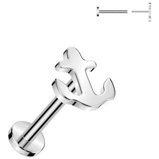 Piercing labret Titane push-in Ancre de Bateau (l�vre, tragus, h�lix...)