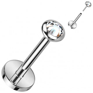 Piercing labret Titane push-in � zirconium clair