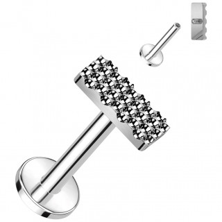 Piercing labret Titane � rectangle alv�ol� (h�lix, tragus, l�vre...)