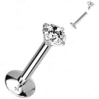 Piercing labret Titane � zirconium griff� (filetage interne)