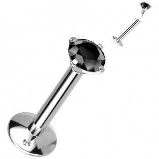 Piercing labret Titane � zirconium griff� noir (filetage interne)