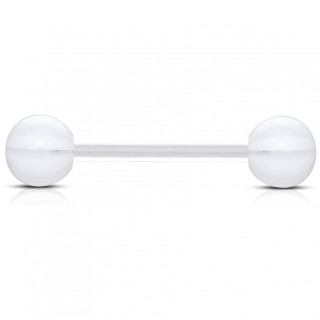 Piercing langue Blanc tige flex � boules style sucette