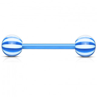 Piercing langue Bleu tige flex � boules style sucette