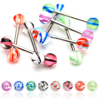 Piercing langue avec boules � spirales