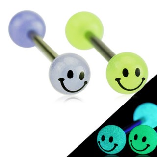 Piercing langue boules fluo smiley