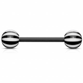Piercing langue Noir tige flex � boules style sucette