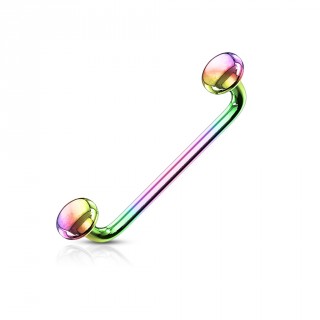 Piercing langue snake eyes arc en ciel � disques - angle � 90 degr�s