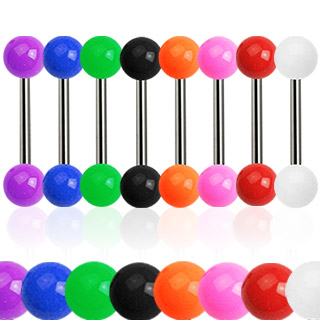 Piercing langue titane G23 � boules acrylique color�es