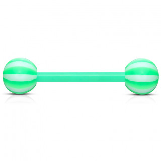 Piercing langue Vert tige flex � boules style sucette