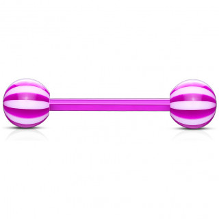 Piercing langue Violet tige flex � boules style sucette