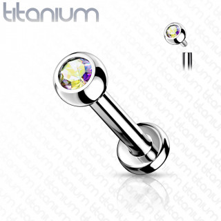 Piercing l�vre / cartilage Titane � boule sertie aurore bor�ale � filetage interne