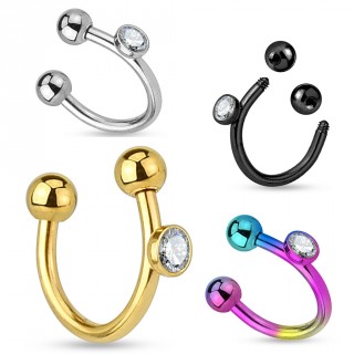 Piercing l�vre et arcade fer � cheval en acier � strass