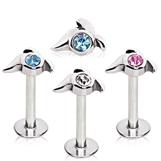 Piercing l�vre labret avec embout abstrait � filetage interne