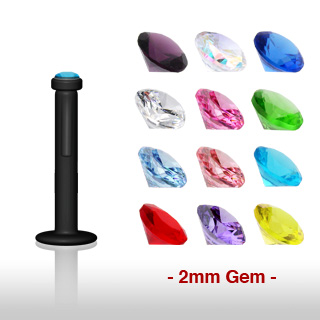 Piercing l�vre labret bioflex noir serti