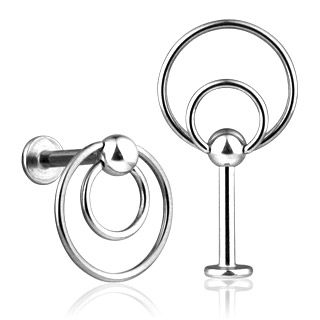 Piercing l�vre labret boule et double anneau