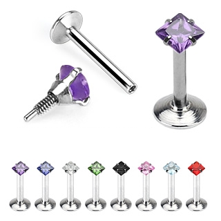 Piercing l�vre Labret carr� avec filetage interne