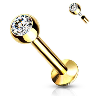 Piercing l�vre / labret Dor� serti � filetage interne