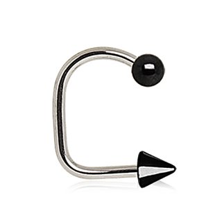Piercing l�vre labret loop boule spike noir