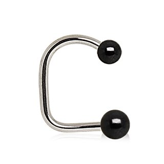 Piercing l�vre labret loop boules noires