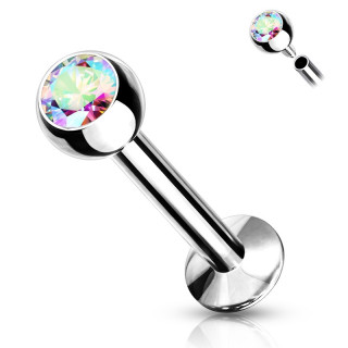 Piercing l�vre / labret serti � filetage interne - Aurore bor�ale