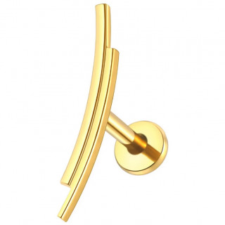 Piercing l�vre ou oreille Titane dor� � duo d'arcs fins (lobe, tragus, h�lix...)