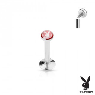 Piercing l�vre playboy � embout rouge et filetage interne