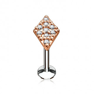 Piercing losange cuivr� strass (l�vre, cartilage)