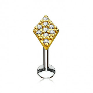 Piercing losange dor� strass (l�vre, cartilage)