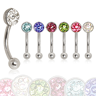 Piercing micro banane acier pav� de strass