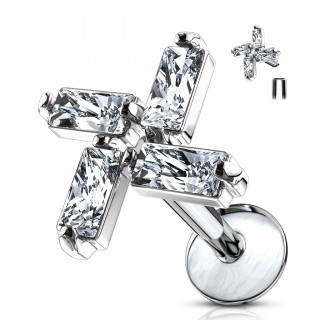 Piercing moulin � vent � strass clairs (l�vre, cartilage...)