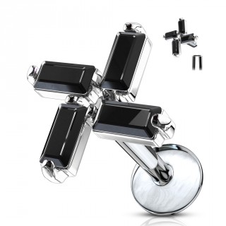 Piercing moulin � vent � strass noirs (l�vre, cartilage...)