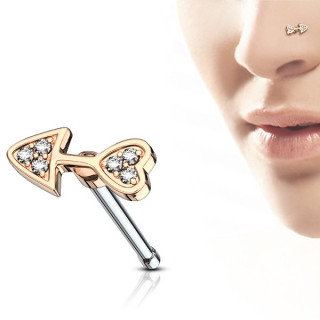 Piercing nez � fl�che cuivr�e pav�e de strass