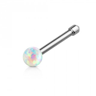 Piercing nez acier � Opale synth�tique blanche