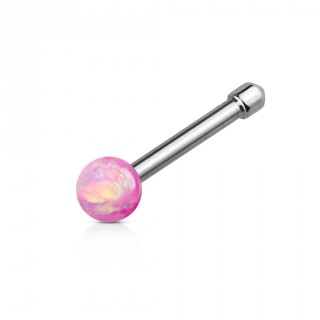 Piercing nez acier � Opale synth�tique rose