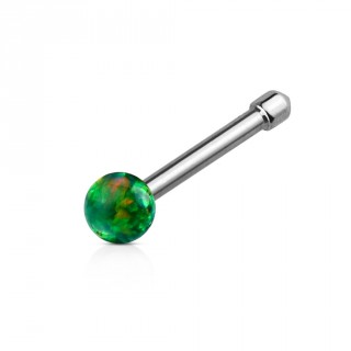Piercing nez acier � Opale synth�tique verte