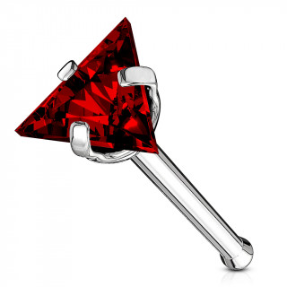 Piercing nez acier � triangle de zirconium rouge