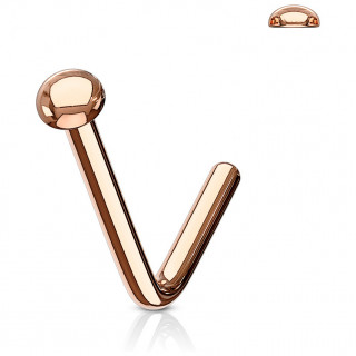 Piercing nez acier cuivr� tige "L" � d�me