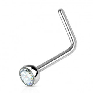 Piercing nez acier en "L" � strass clair