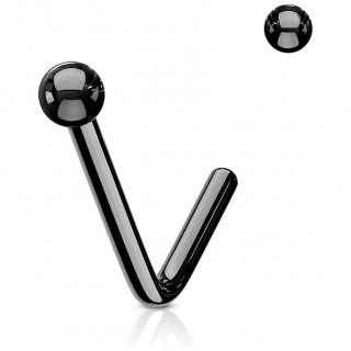 Piercing nez acier noir � boule et tige "L"