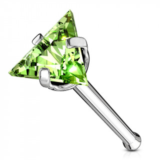 Piercing nez acier � triangle de zirconium vert