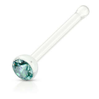 Piercing nez acrylique � strass bleu aqua