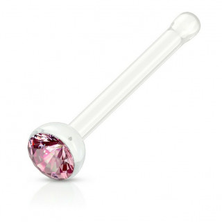 Piercing nez acrylique � strass rose