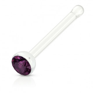 Piercing nez acrylique � strass violet