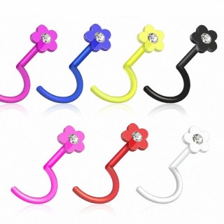 Piercing nez acrylique � fleur strass