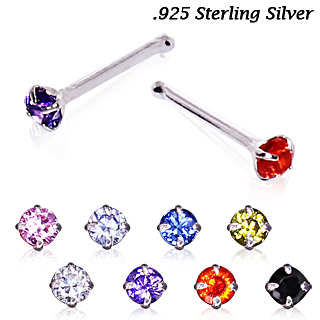 Piercing nez argent 925 � strass rond