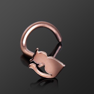 Piercing nez cuivr� � embout chat et tige courb�e